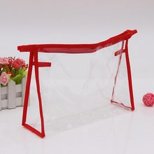 现货pvc化妆品收纳袋防水耐斯塑料拉链袋子 透明手提浴室洗漱包