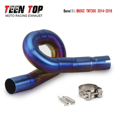 Modified Benelli Huanglong 300 Exhaust manifold - stainless-steel-burned-blue-swing-mid-section-14-18