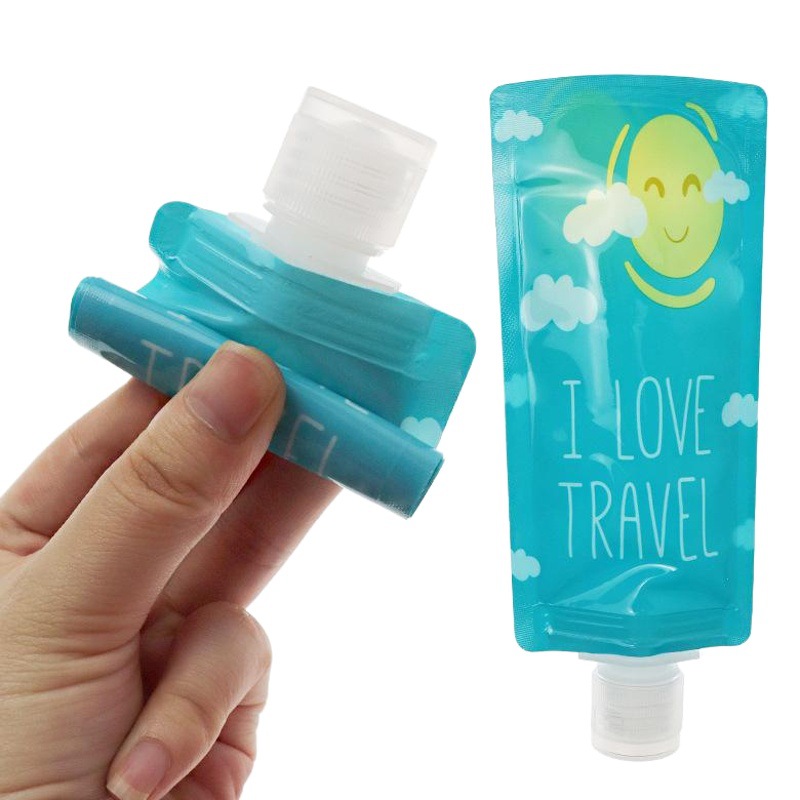 Bolsa de almacenamiento de viaje loción plegable bolsa de sub-embalaje Gel de ducha portátil botella de champú limpiador facial líquido I201