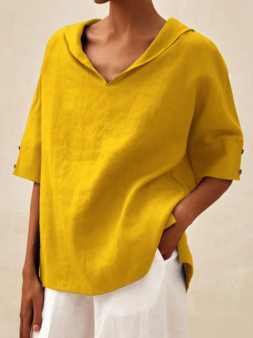 Women's Solid Colour T-shirt Casual Elegant Summer Top_voghion.com