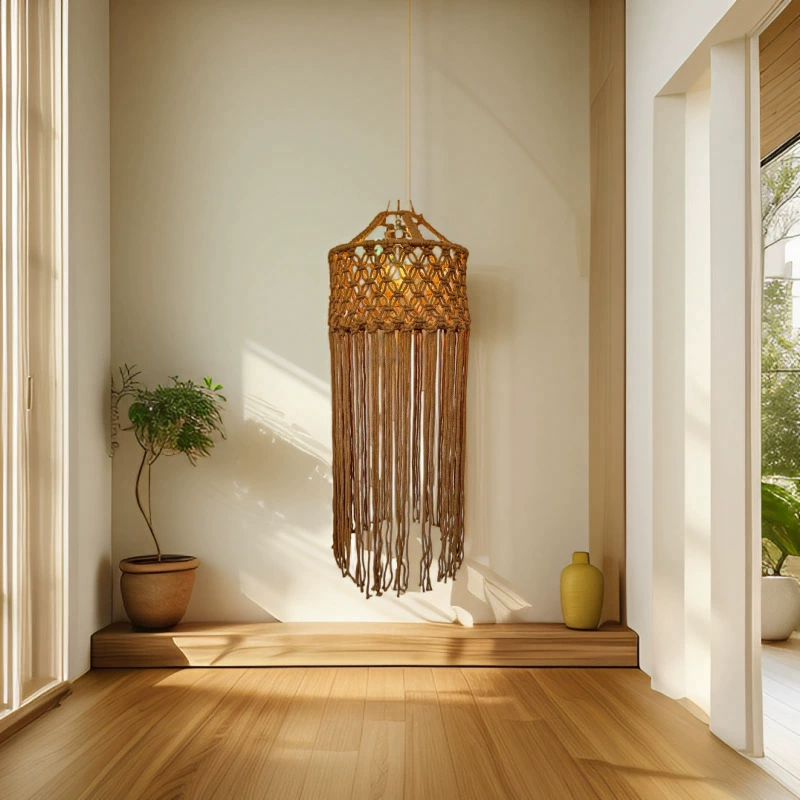Трансграничная ручная плетеная абажурная семья декоративная богемная длинная кисточка мягкая люстра абажур скандинавская настенная подвеска