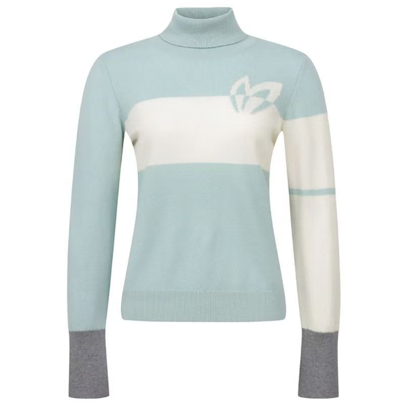 New Women's Golf Knitwear High-Neck Color-Block Long-Sleeve Top Slim Fit Jacquard Versatile Top New Women's Golf Knitwear High-Neck Color-Block Long-Sleeve Top Slim Fit Jacquard Versatile Top