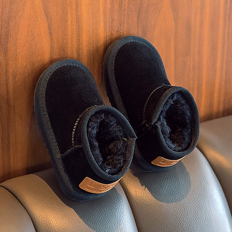 Stivali da neve per bambini 2023 Stivali corti da bambina con peluche spesso Stivali da bambino di medie e grandi dimensioni Scarpe di cotone per ragazzi Calde_voghion.com
