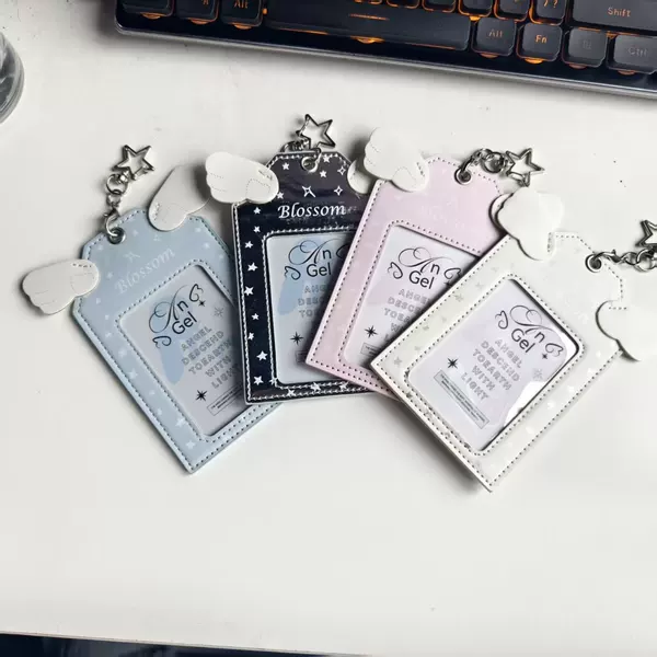 Wholesale Supply of Ins-Style Girly Cartoon Angel Wings Card Holder Keychain Pendant Creative Small Card Accessory Gift