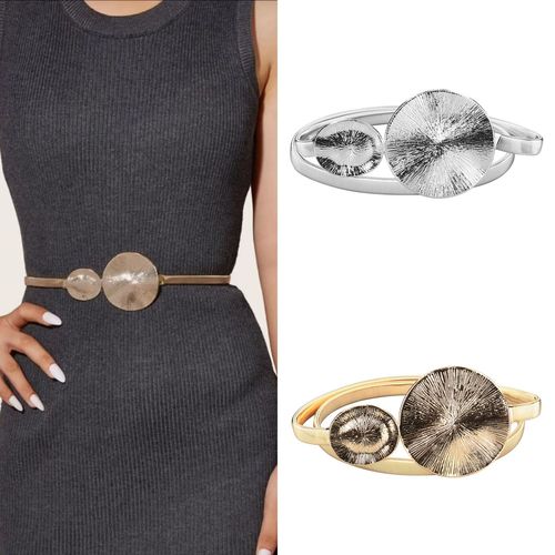 Women's Korean style fashion versatile lotus leaf metal spring belt with dress, shirt, sweater elastic elastic waist chain