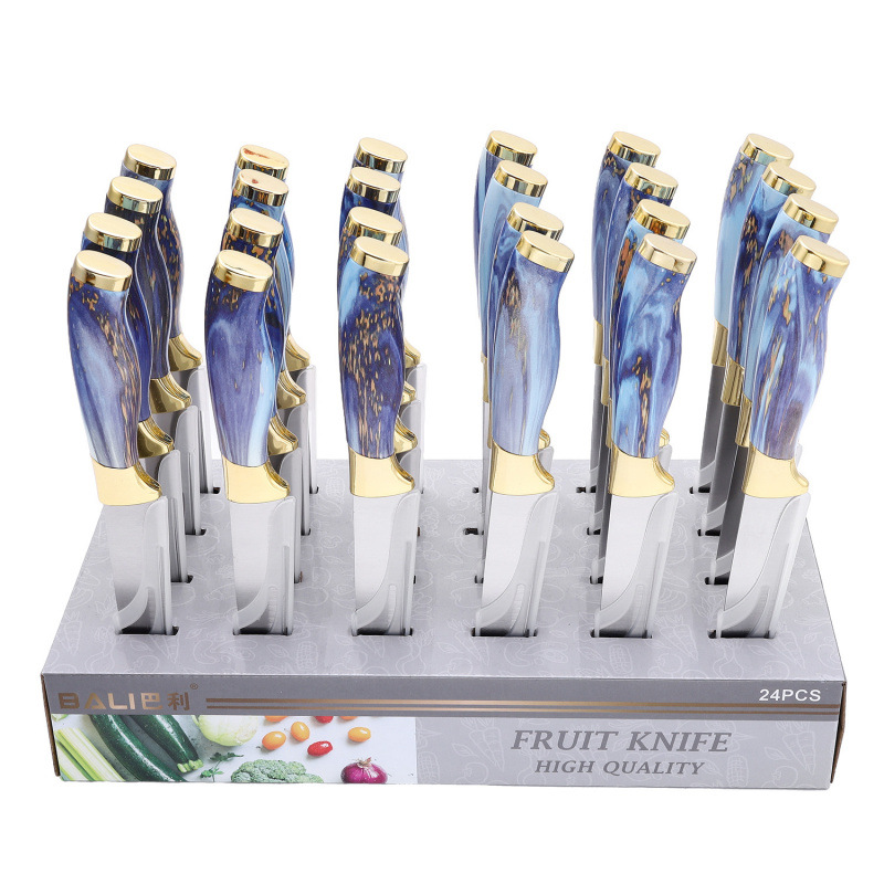 Venta caliente al por mayor juego de cocina cuchillo de caja de exhibición de acero inoxidable cuchillo de cocina con tapa de galvanoplastia doble juego de cuchillo de chef caja de regalo