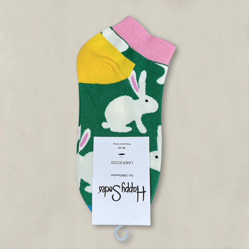 HappySocksハイスキンのショートソックスの漫画の浅い口の低い女性のスウェーデンのファッションのタイプのソックスの春夏のカラー