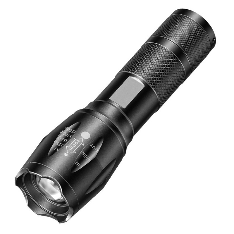 Nuevo cuatro fuentes de luz linterna de luz intensa zoom telescópico aleación de aluminio multifunción detección de luz suplementaria mini linterna