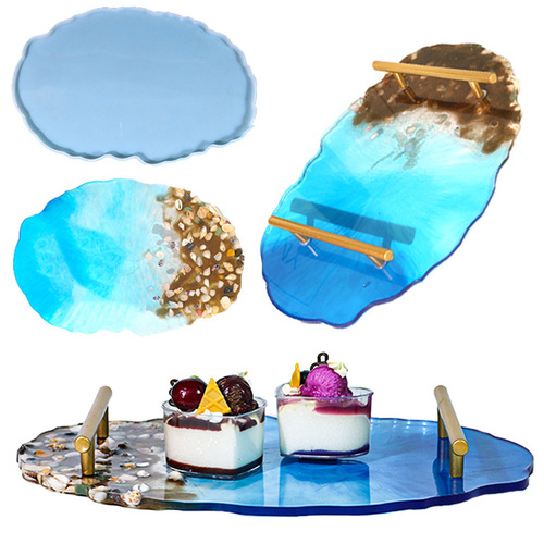 Proud diy glue mold oval irregular tray silicone mold storage dinner plate cross-border exclusive supply
