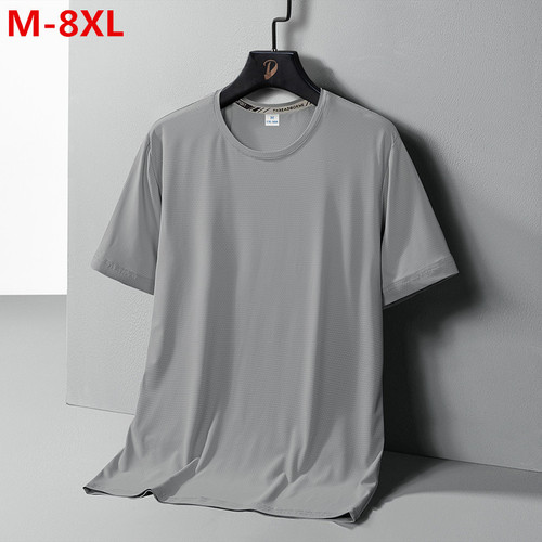New ice silk quick-drying short-sleeved T-shirt men's summer trendy brand trend sports and leisure t-shirt one piece drop shipping