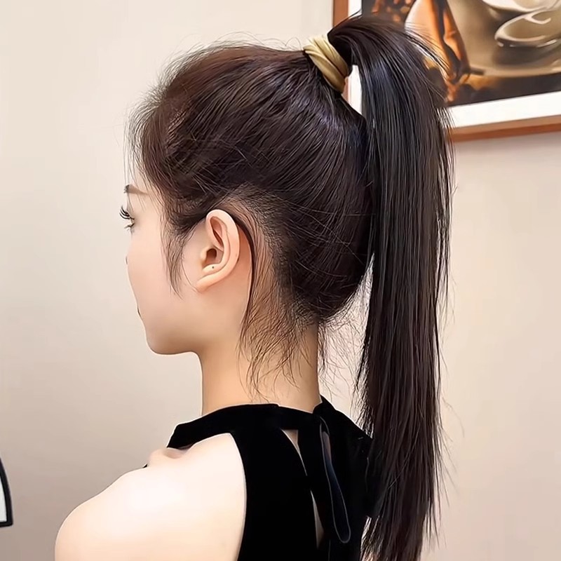 La sensación de la piel máscara anillo de cabello de cola de caballo alta correa de cabello mujer 2025 nueva cuerda de cabeza de alta elasticidad sin costura