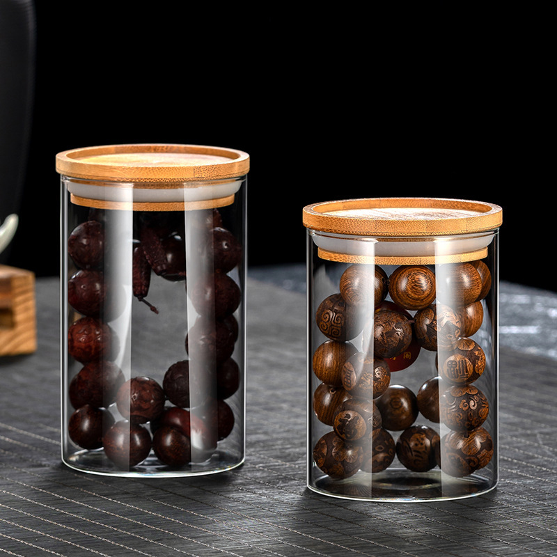 文玩手串密封罐玻璃瓶佛珠核桃陈皮手办沉香檀香展示收纳罐沐雨原