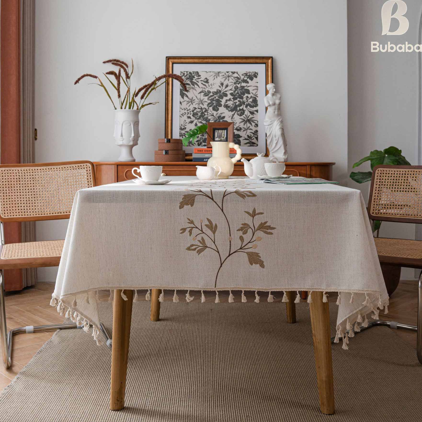 Cloth dad Amazon cross-border tablecloth flower embroidered tablecloth knitted jacquard artistic dining table fabric rectangular