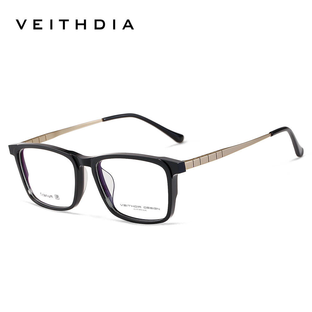 Placa de marco completo con pies de titanio, marco de espejo de miopía óptica retro, cuadrado simple para hombres, capacidad de distribución al por mayor 2017
