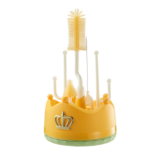 Bottle Brush Newborn Baby Special Straight Handle Silicone Pacifier Straw Brush Cleaning Draining Rack Cleaning Rack Set
