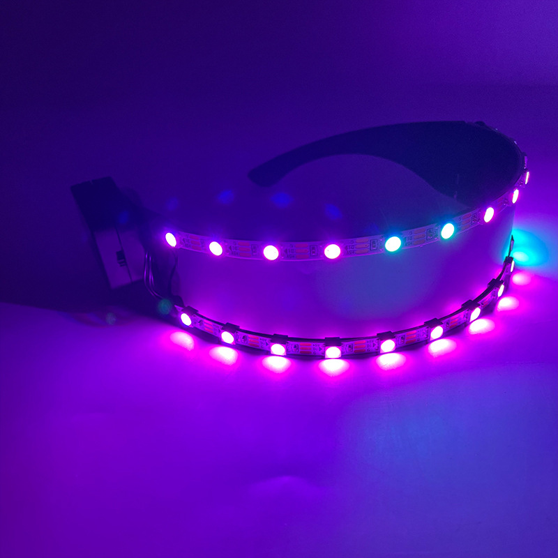 Gafas LED semicirculares brillantes, gafas de colores con control remoto para fiestas, discotecas, discotecas geniales, gafas brillantes