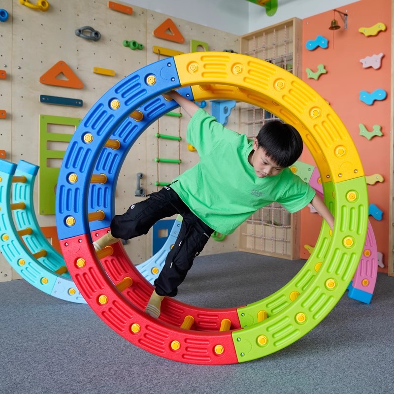 Cuarto de redondo escalada infantil equipo de entrenamiento sensorial juguetes para niños pequeños en el hogar puente de madera de equilibrio