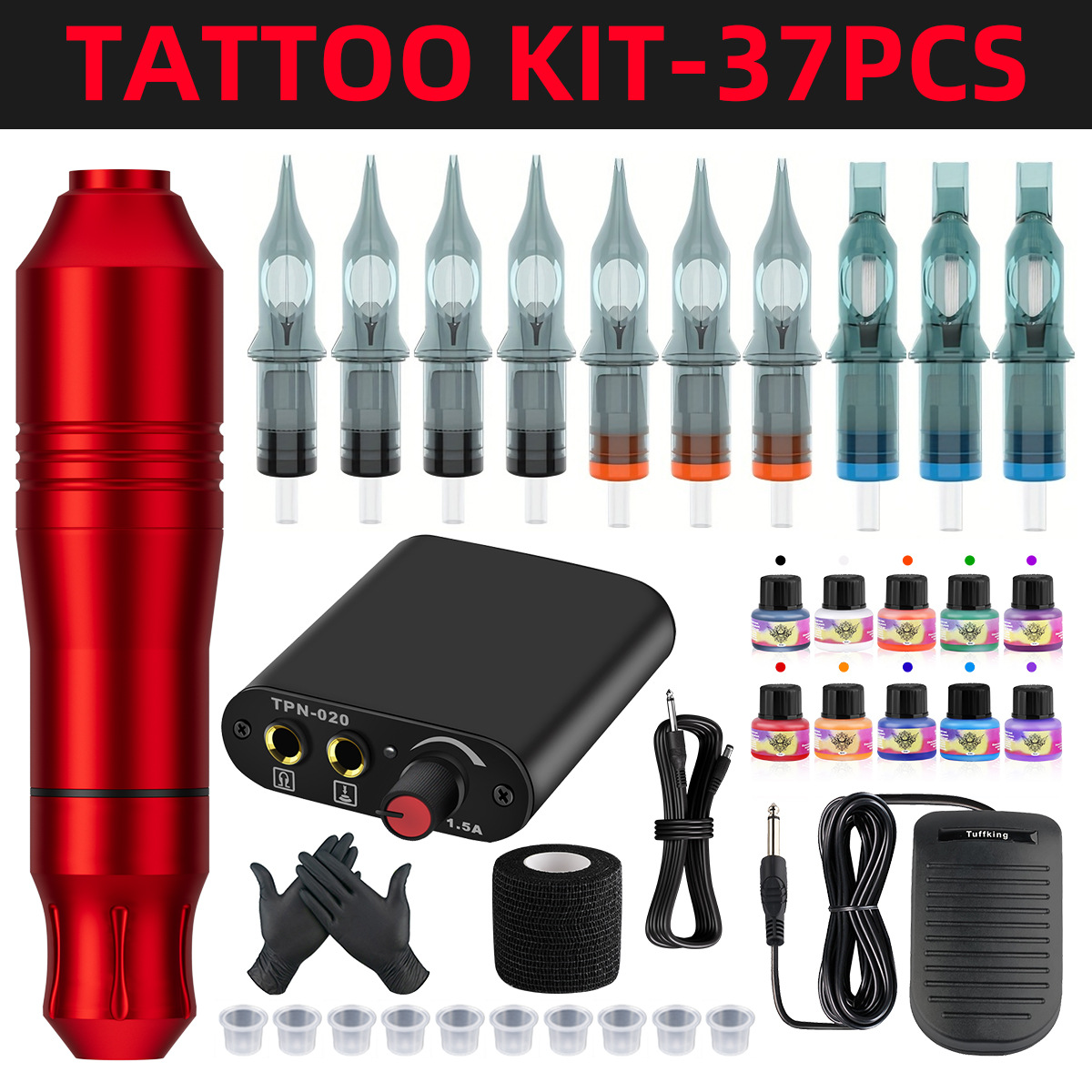 Conjunto completo popular transfronterizo de equipo de tatuaje profesional traje de tatuaje Motor de tatuaje máquina todo en uno traje de combinación de máquina de Estudiante