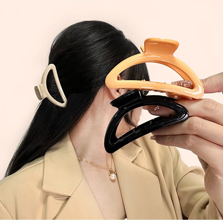 Pinza para el cabello, temperamento femenino, clip de agarre de cara brillante, sentido mediano de alto nivel, parte posterior de la cabeza, clip de tiburón, pequeño volumen de cabello, tocado