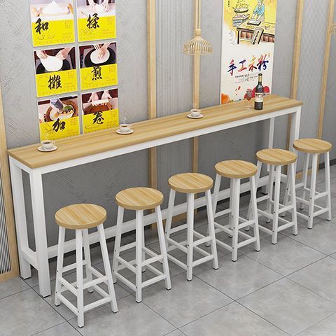 Solid Wood Bar Table Long Table Home Balcony Leisure Bar Milk Tea Shop Bar Wall Extremely Narrow High Table and Chair Combination