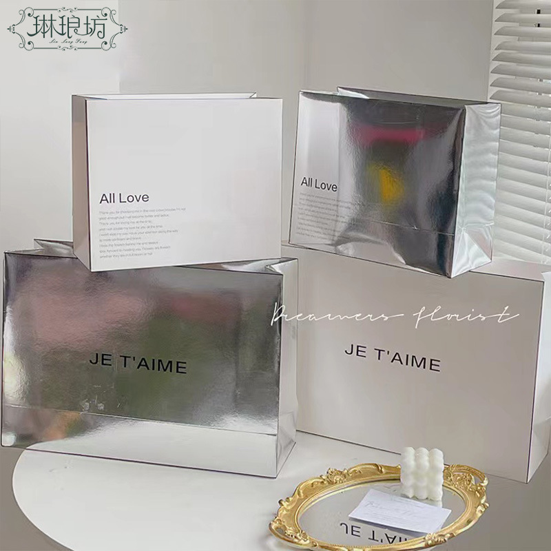 Qixi nuevo espejo que sostiene el bolso rectangular regalo de la flor de lujo blanco caja de regalo tienda de flores materiales florales