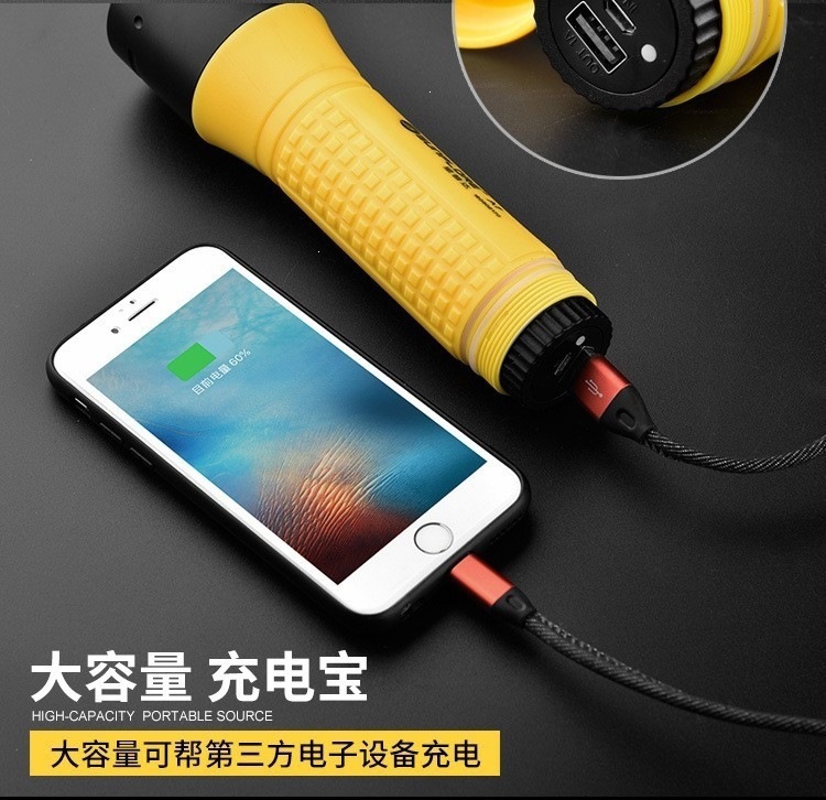 New Professional Diving Flashlight with Strong Led Light, Dual-Use for Water and Land, High Capacity and High Power