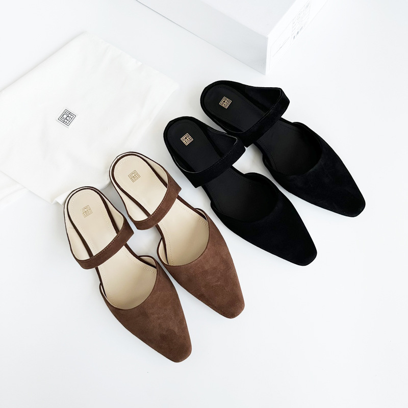 Summer retro slippers square toe