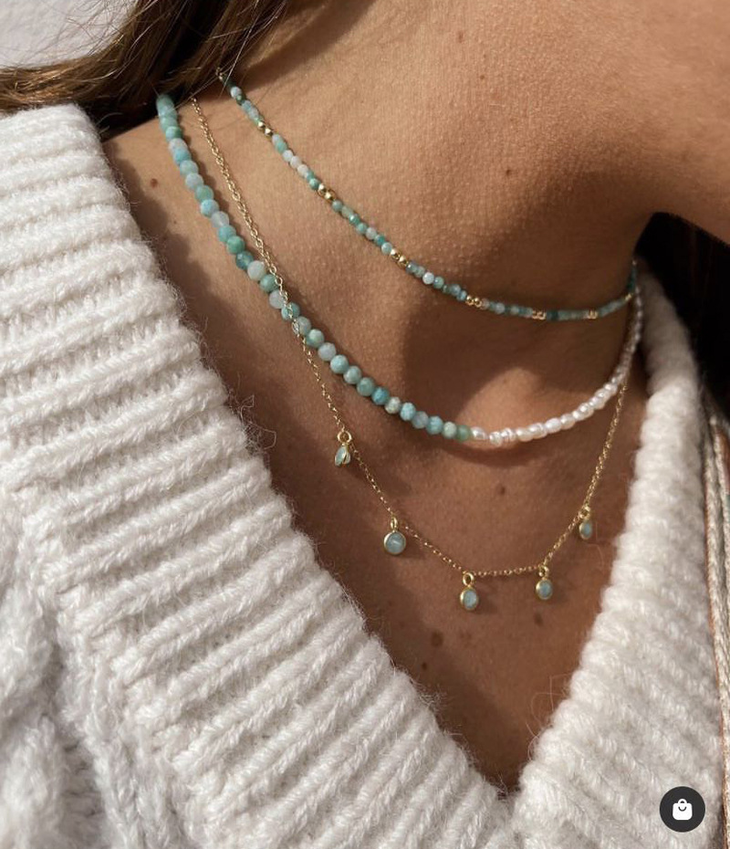 25g Weight Beads Pendant Material Necklace Classification Titanium Steel Chain Material 1 Piece Quantity Holiday, Daily Occasion Beaded, natural stone, Titanium Steel Material Geometric Pattern Women's Gender Beaded Design Simple Style Style Simple Style Geometric Beaded Natural Stone Titanium Steel Necklace In Bulk 无