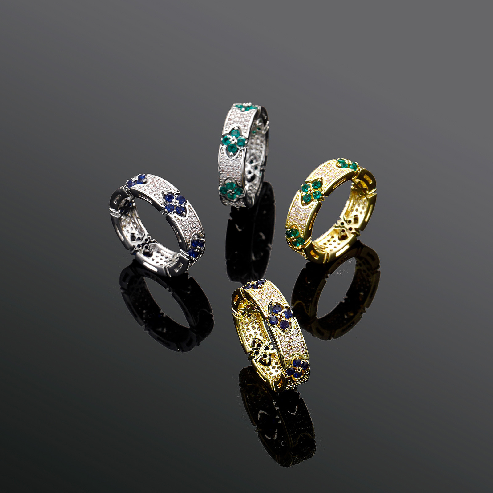 trend copper ring with stone for men and women with zircon hip-hop…