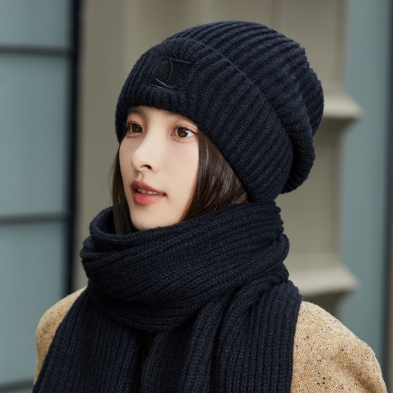 New Knitted For Women, Autumn And Winter, Fleece-Lined, Thickened, Warm, Slouchy Beanie, Large Head Circumference,_voghion.com