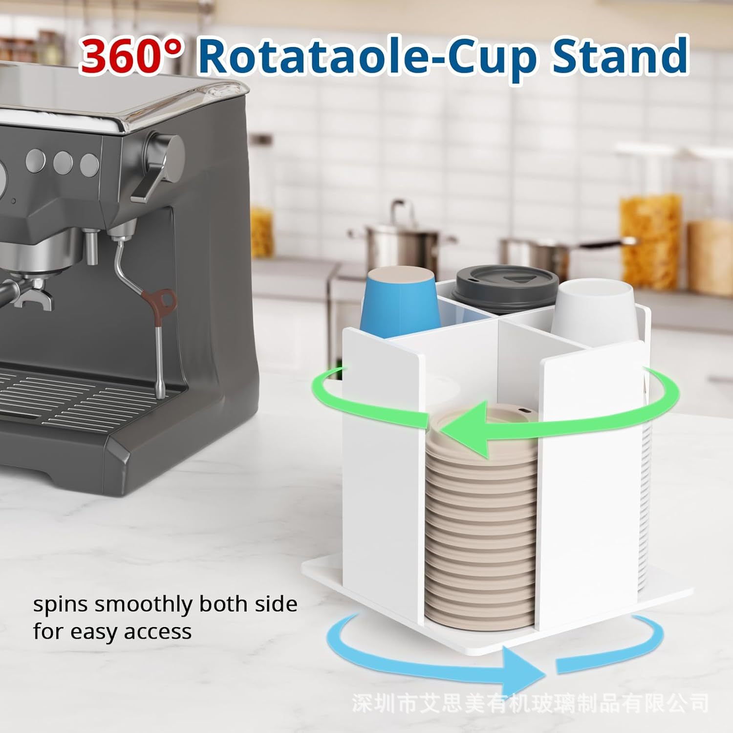 Tazas acrílicas rotativas almacenamiento de tazas de café de bebidas tienda de leche fábrica de almacenamiento de tazas