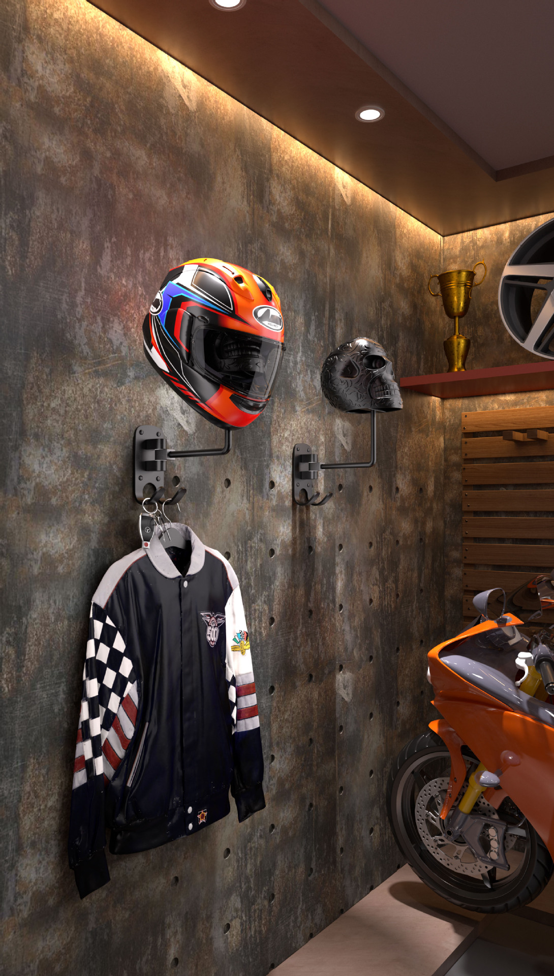 Cross-Border Skull Wall Ornaments Motorcycle Helmet Ornaments Design Home Courtyard Ornaments Metal Crafts Skull
