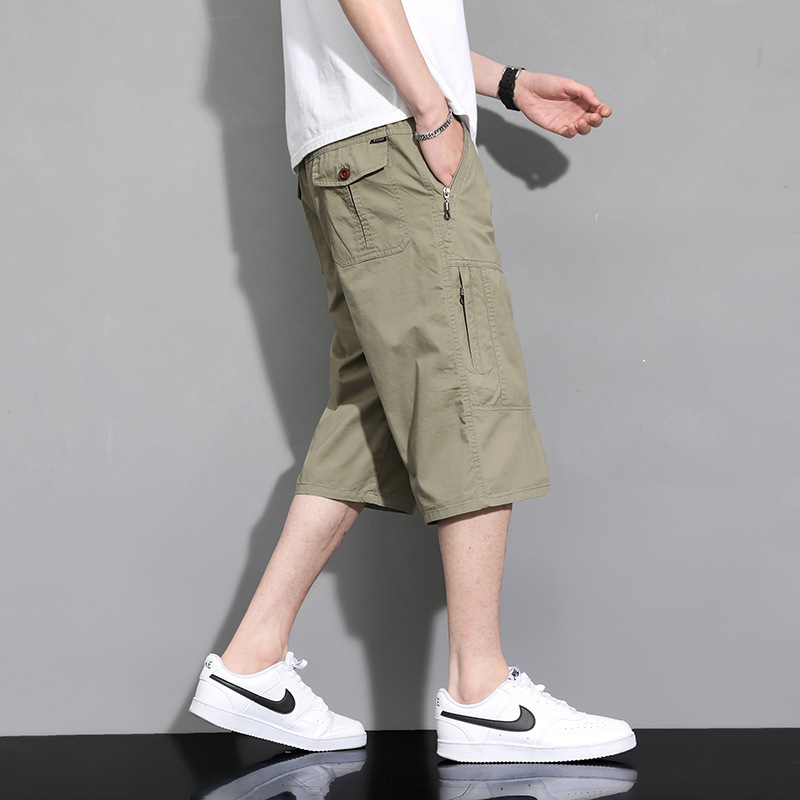 Popular Cropped Pants for Men, Summer Trendy Brand, Loose Casual Mid-Length Pants for Young and Middle-Aged Men, Thin Large Size 7-Point Horse Pants for Men