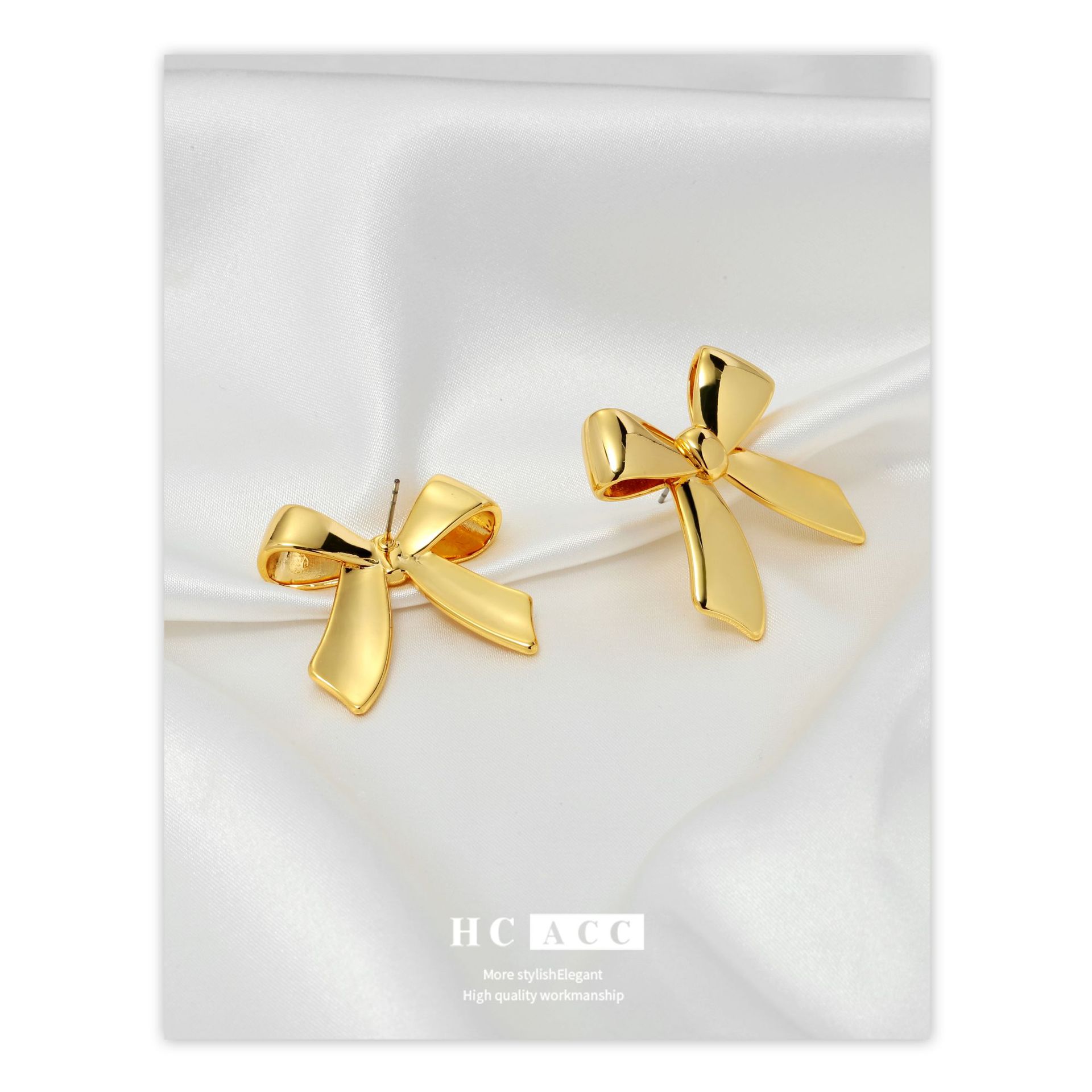 amazon-hot-selling-golden-bow-stud-earrings-copper-plated-18k-real-gold-design-earrings-small-exquisite-high-end