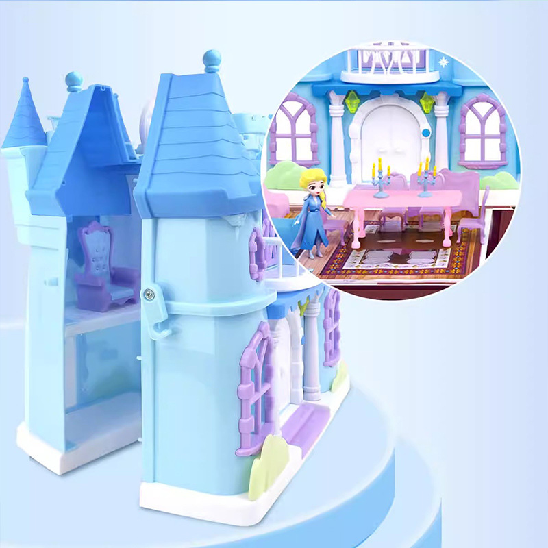 Juguetes de simulación de Disney Frozen para niñas, modelo de castillo magnético, escena de cabaña, venta al por mayor