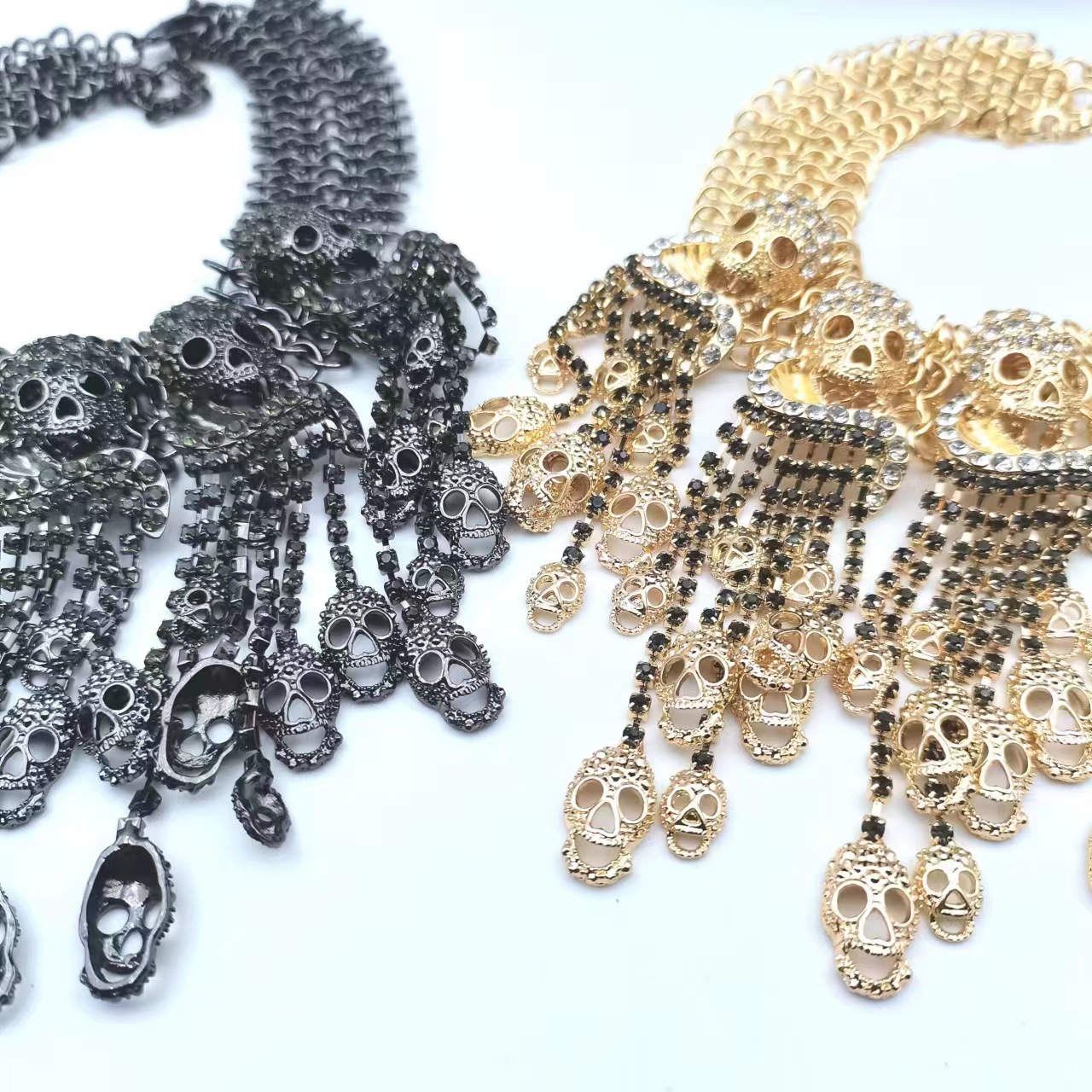 Collier à la mode et luxueux avec pendentif en forme de crâne et de diamants pour Halloween, cadeau d'Halloween_voghion.com