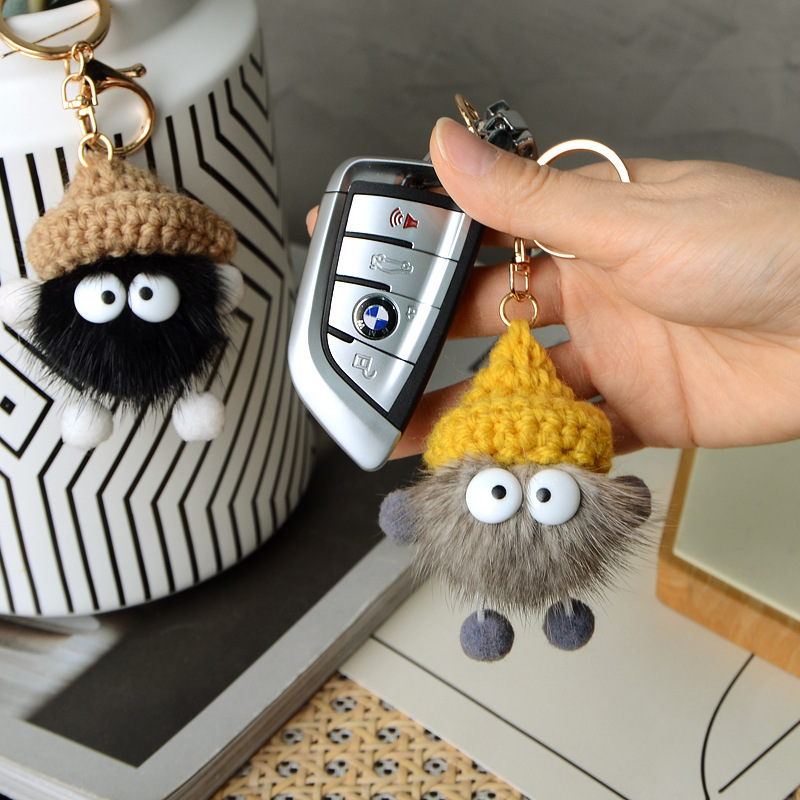 Factory Store Cute Mink Hair Coal Ball Car Keychain Pendant Doll Plush Bag Pendant Gift Factory Store Cute Mink Hair Coal Ball Car Keychain Pendant Doll Plush Bag Pendant Gift