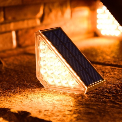 Triangular Solar Outdoor Stair Lights Courtyard Garden Layout Step Lights Home Terrace Waterproof Led Decorative Atmosphere