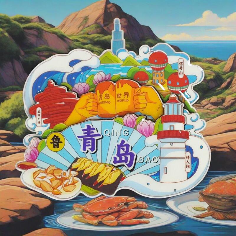 青島冷蔵庫マグネット都市冷蔵庫マグネット旅行お土産文化創造冷蔵庫マグネット磁気ステッカー三次元磁気冷蔵庫マグネット|undefined