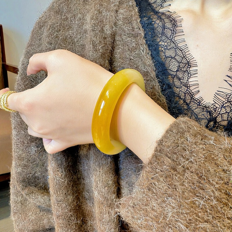 Yunnan Jade Sugar Flower Yellow Dragon Jade Bracelet Natural Ice Jade Bangle Orange Yellow Chinese Style Variety Type One