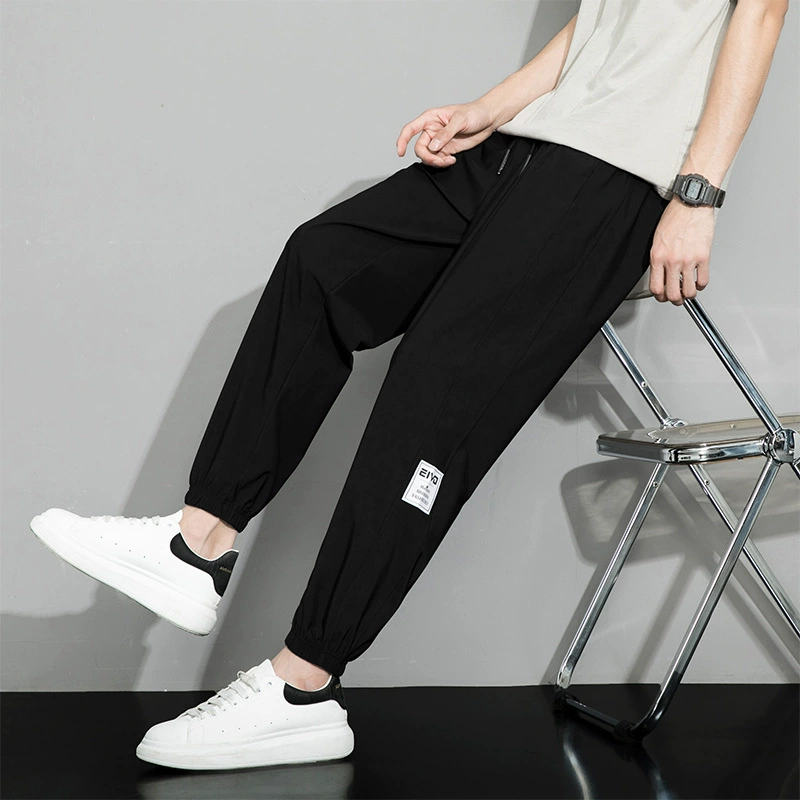 Высокие штаны конька Мужские летние ультратонкие толстые быстрые сухие спортивные повседневные брюки свободные толстые, толстые плюс длинные брюки большого размера