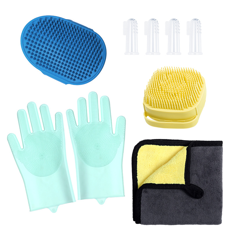Amazon bate set de baño guantes cepillo para perros cepillo anti-atraqueo mascotas limpias herramientas de belleza para gatos y perros