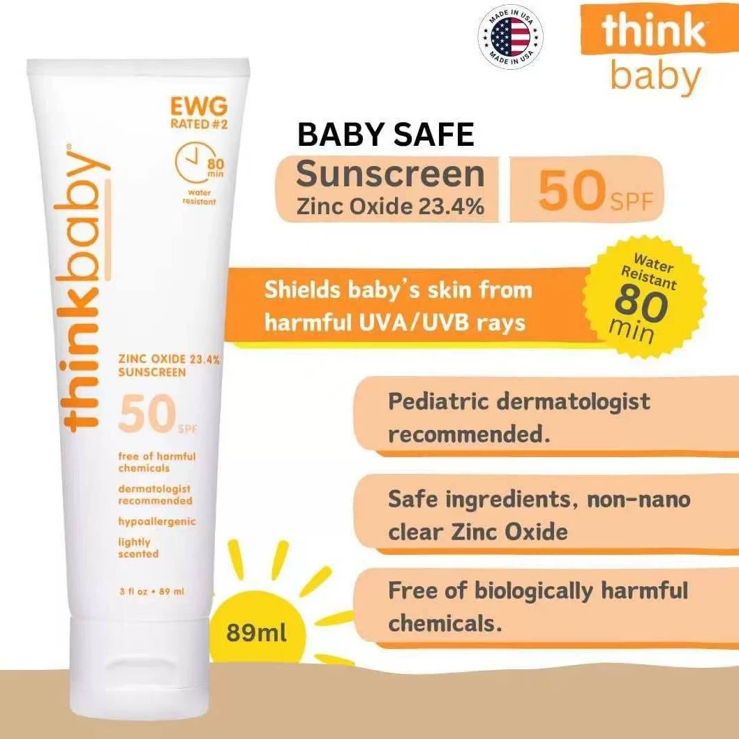 Эксклюзивный трансграничный детский солнцезащитный крем Thinkbaby SPF50+ с защитой от ультрафиолета, мягкий и не раздражающий солнцезащитный лосьон