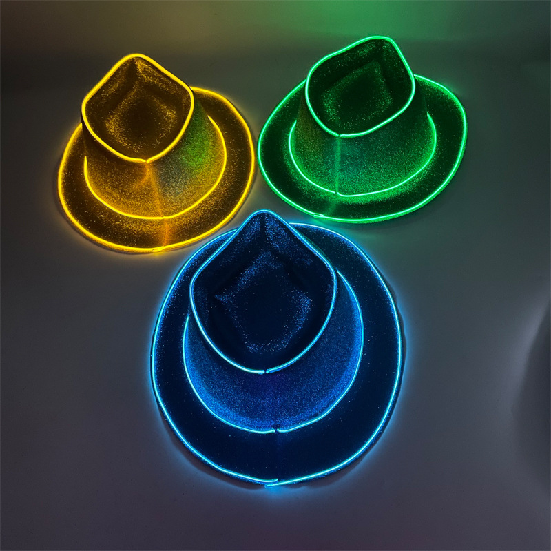LED luminoso esquinilla sombrero sombrero de jazz plástico rosa disfraz de Halloween carnaval espectáculo sombrero de fiesta accesorios