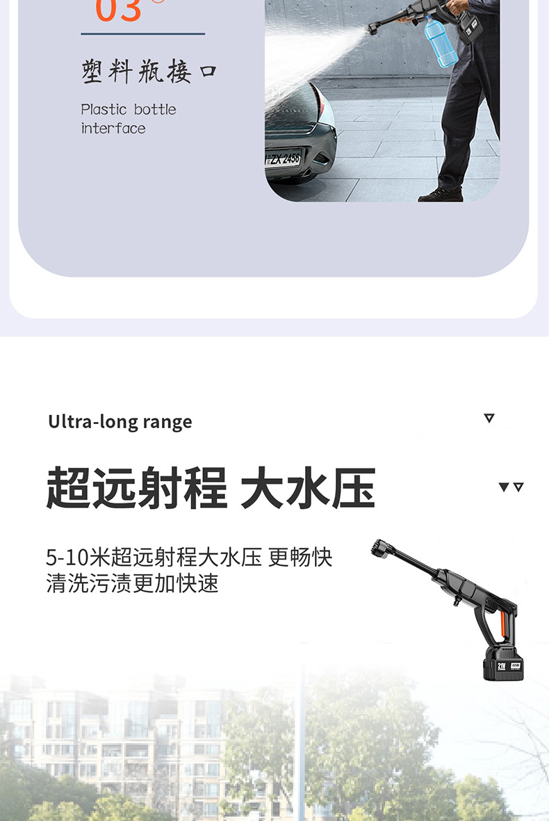 Cross-Border Handheld Lithium Battery Car Washing Machine Wireless High-Power Car Washing Machine Brushless Cleaning Machine Car Washing and Watering Tool