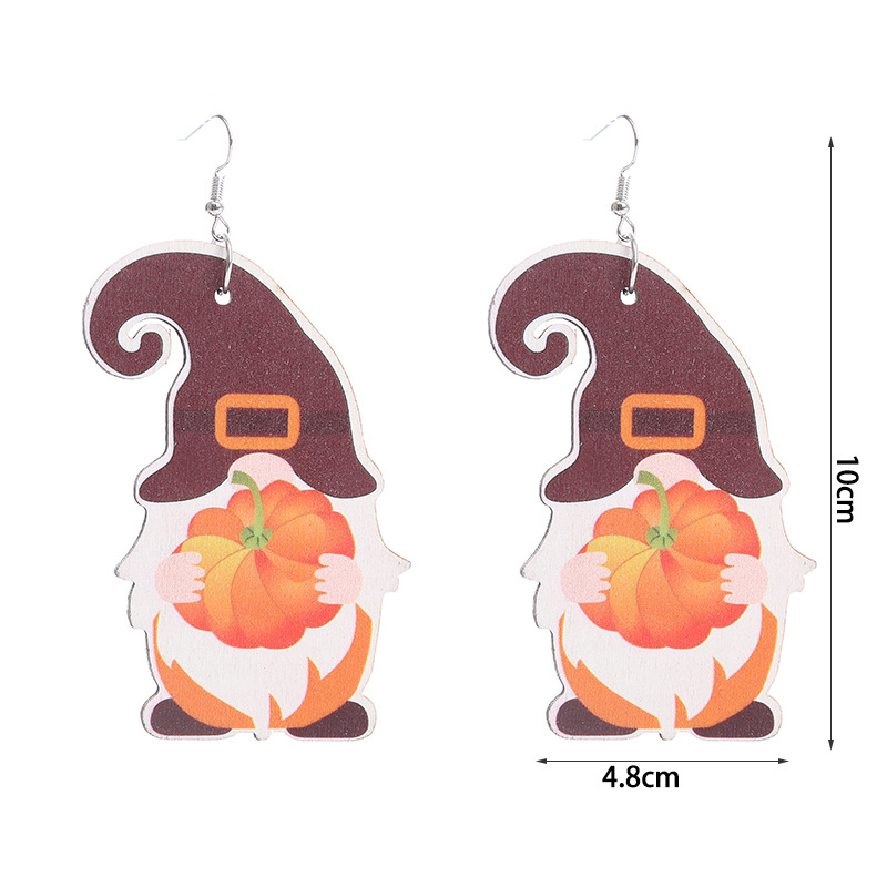 Fashion Pumpkin Maple Leaf Wood Stoving Varnish Women's Drop Earrings 1 Pair display picture 3