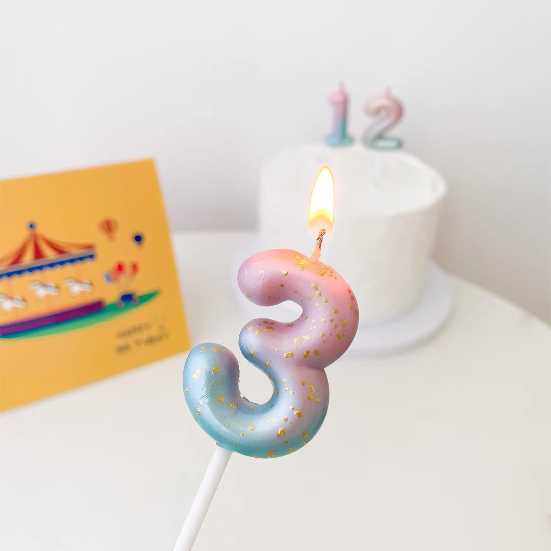 Gradient digital birthday candle personalized creative colorful candy cake children adult party atmosphere decoration ornaments