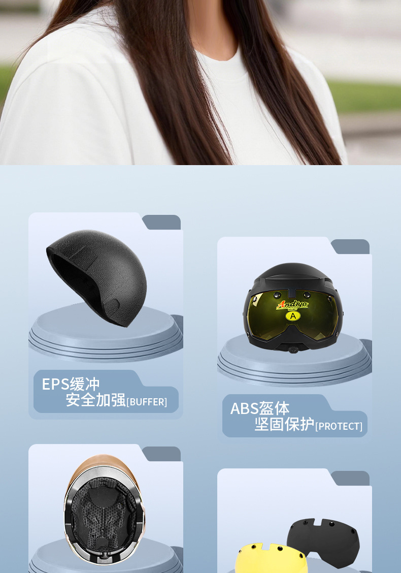 2026 New Magnetic Helmet for Electric Motorcycles, Summer Sun Protection Half Helmet, 3C Certified Safety Helmet for Men and Women