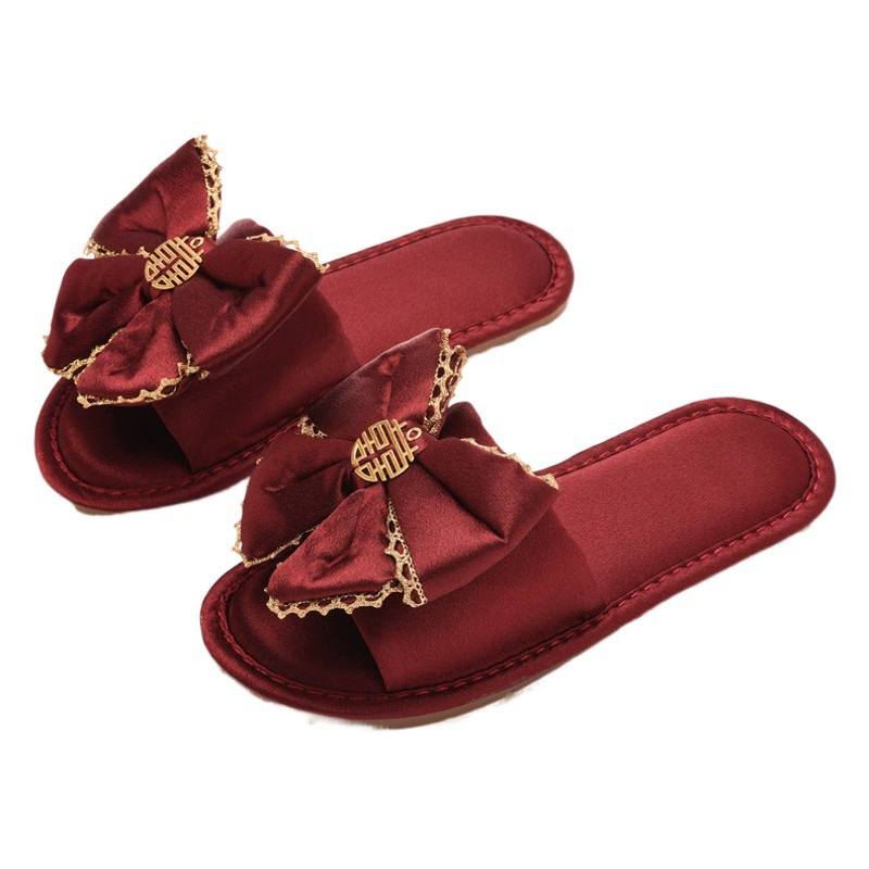 Свадебные тапочки, женские летние Красные праздничные тапочки для невесты, легкая Роскошная Высококачественная Свадебная вечерняя вечеринка, тапочки для пар