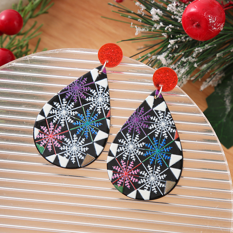 Christmas Tree, Santa Claus, Snowman Pattern 1 Pair Cute Christmas Tree Santa Claus Snowman Arylic Drop Earrings